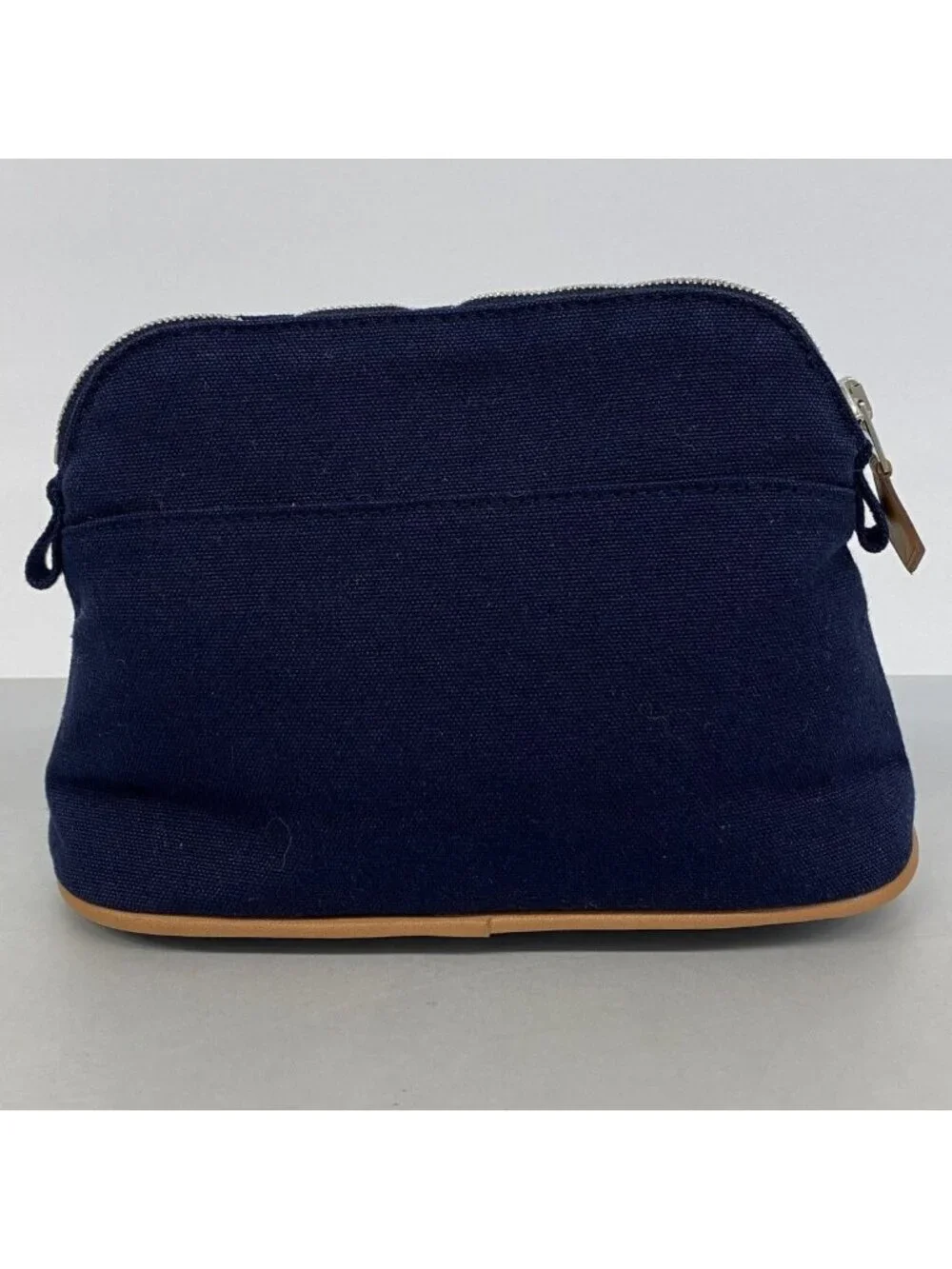 Hermes Pouch Bolide Canvas Navy Silver